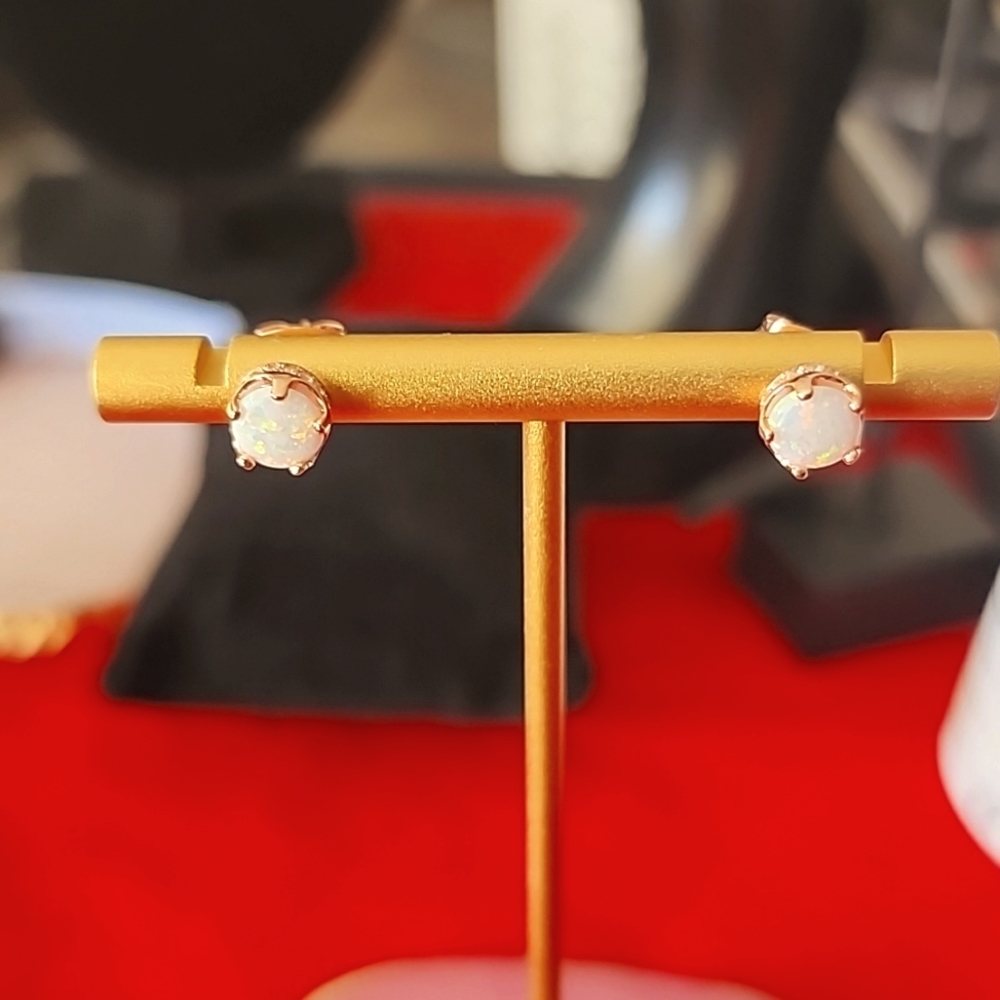Opal & Rose Goldtone Earrings